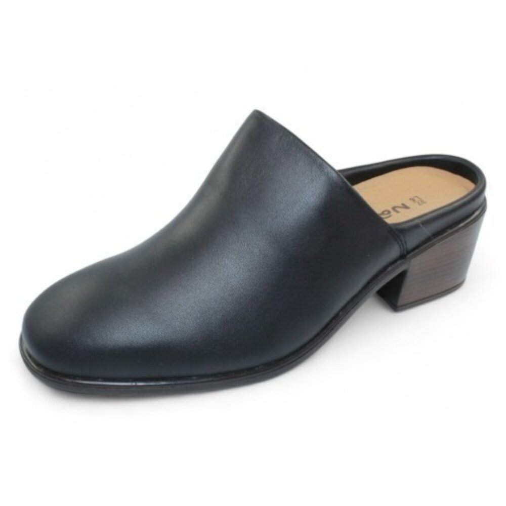Naot Womens Dedicate Mule Clog Size EU 40 US 9 Jet Black Leather Slip On NWOB